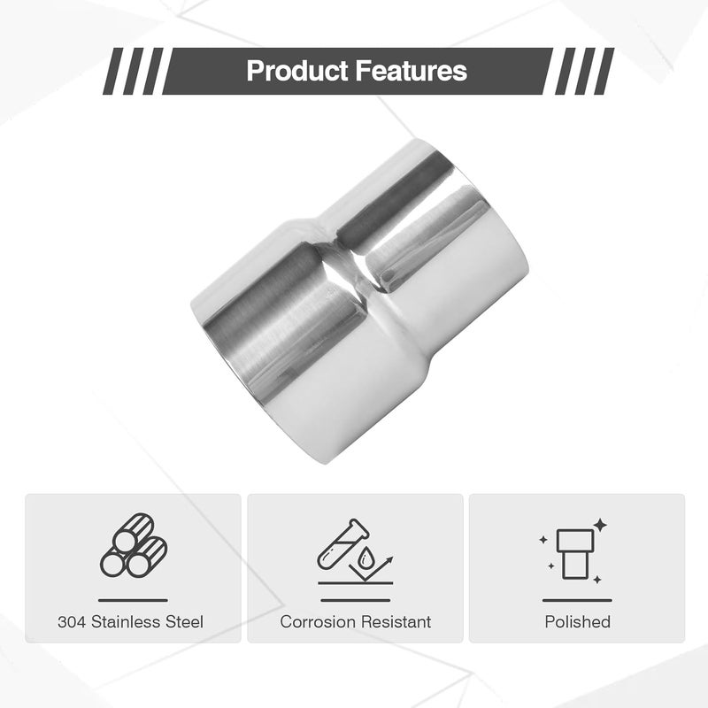 GESEXI Exhaust Adapter Connector 2.5"ID to 3"ID，Exhaust Adapter Total Length 4 "Stainless Steel Polished. - Image 3